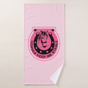 Pink Horseback Rider Bath Towel