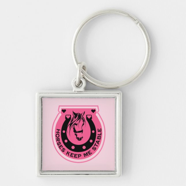 Pink Horseback Rider Key Ring (Front)