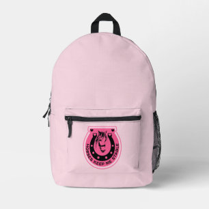 Pink Horseback Rider Printed Backpack
