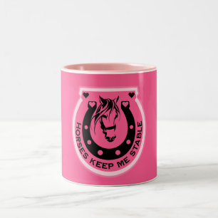 Pink Horseback Rider Two-Tone Coffee Mug