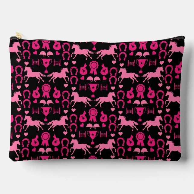Pink Horseback Riding  Accessory Pouch (Front)