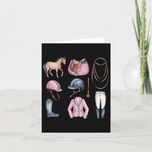 Pink Horseback Riding Doodles Cute Equestrian Hors Card