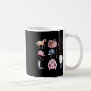 Pink Horseback Riding Doodles Cute Equestrian Hors Coffee Mug