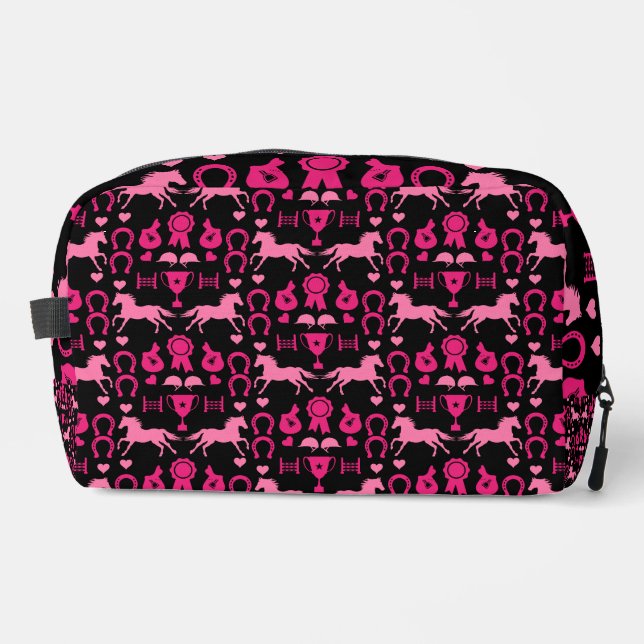 Pink Horseback Riding  Dopp Kit (Front)