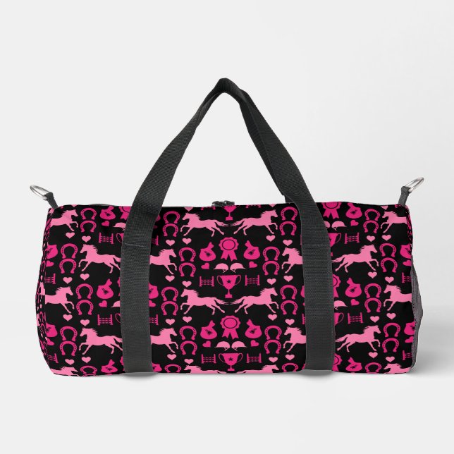 Pink Horseback Riding  Duffle Bag (Front)