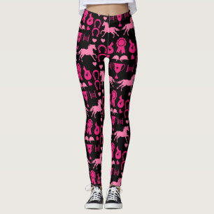 Pink Horseback Riding  Leggings