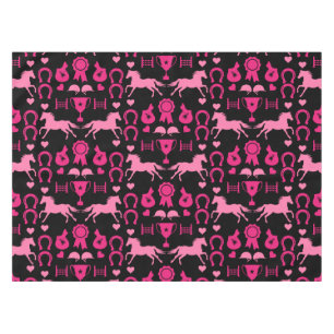 Pink Horseback Riding  Tablecloth