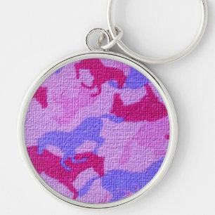 Pink Horses Canvas Key Ring