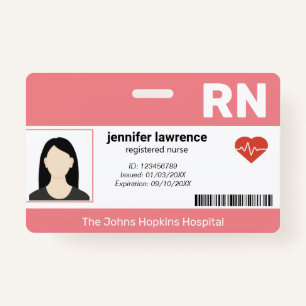 pink   Hospital Medical Employee Photo ,BarCode ID ID Badge