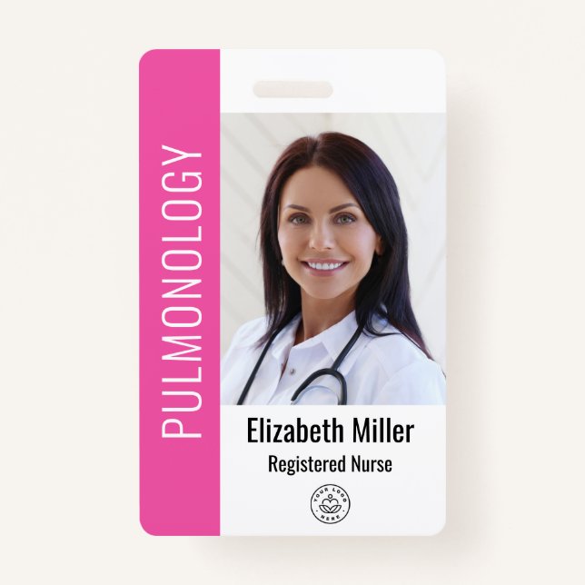 Pink Hospital Medical Employee Photo ID ID Badge (Front)