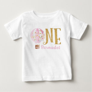Pink Hot Air Balloon 1st Birthday Baby T-Shirt
