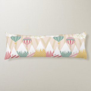 Pink Hot Air Balloon and Mountain Scene Body Cushion