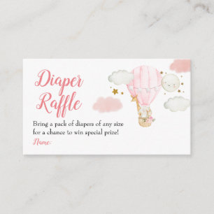 Pink Hot Air Balloon Animals Diaper Raffle Enclosure Card