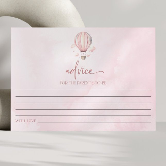 Pink Hot Air Balloon Baby Shower Advice Card (Creator Uploaded)