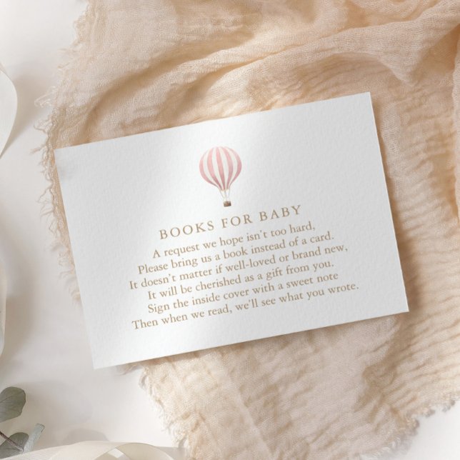 Pink Hot Air Balloon Baby Shower Books for Baby Enclosure Card (Creator Uploaded)