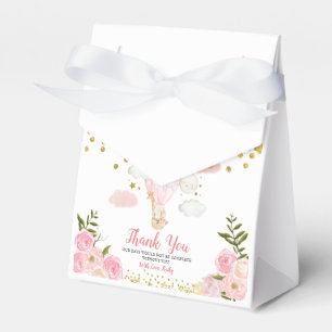 Pink Hot air balloon baby shower gold glitter Favour Box