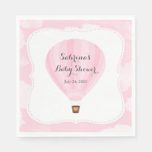 Pink Hot Air Balloon Baby Shower Napkin