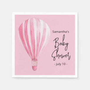 Pink hot air balloon Baby shower Napkin