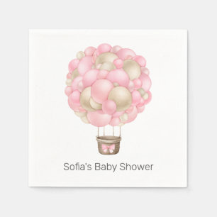 Pink Hot Air Balloon Baby Shower Napkin