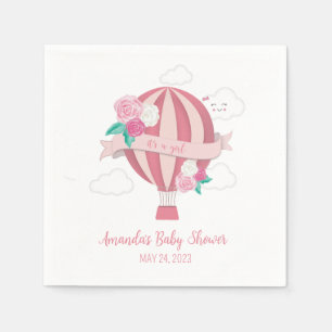 Pink Hot Air Balloon Baby Shower Napkins
