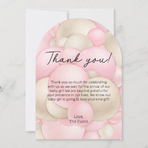 Pink Hot Air Balloon Baby Shower Thank You Card