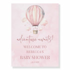 Pink Hot Air Balloon Baby Shower Welcome Sign