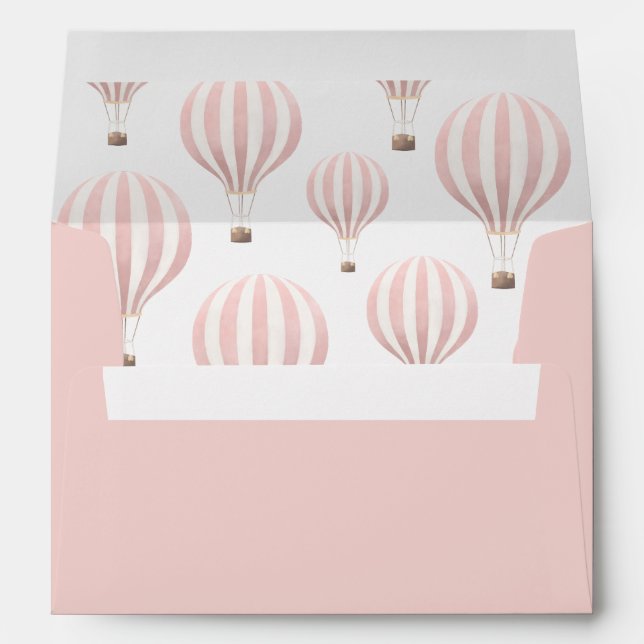 Pink Hot Air Balloon Birthday Party Envelope (Back (Bottom))
