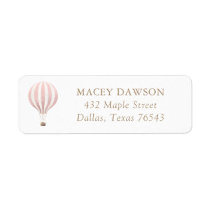 Pink Hot Air Balloon Birthday Return Address Label