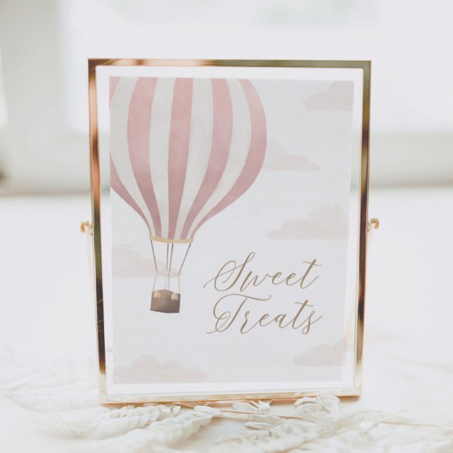 Pink Hot Air Balloon Birthday Sweet Treats Sign (Creator Uploaded)