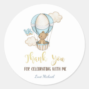 Pink Hot Air Balloon Cloud Bird Baby Shower Classic Round Sticker