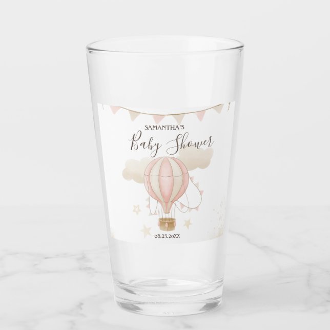 Pink Hot Air Balloon Clouds  Glass (Front)