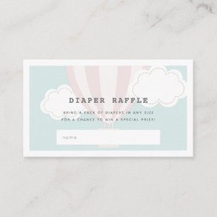 Pink Hot Air Balloon Diaper Raffle Ticket Enclosure Card