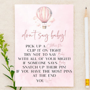 Pink Hot Air Balloon Don't Say Baby Shower Game