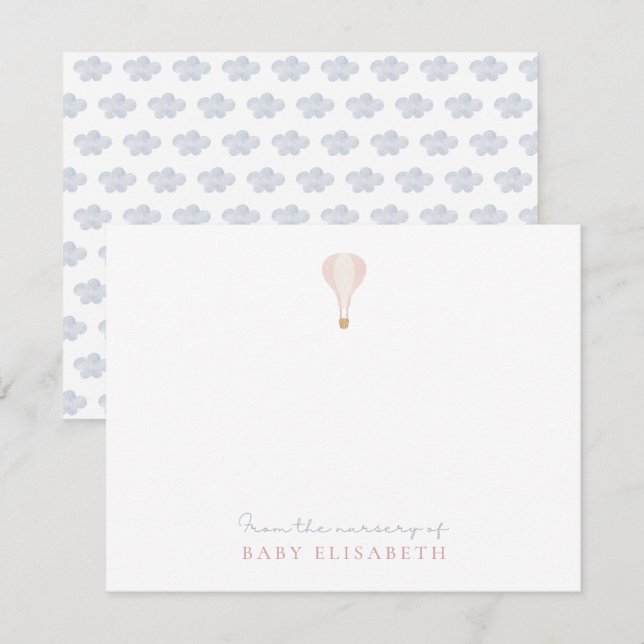 Pink Hot Air Balloon  , from the nursery of,  Invitation (Front/Back)