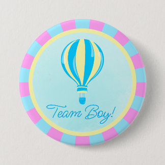 Pink Hot Air Balloon Gender Reveal Team Boy 7.5 Cm Round Badge