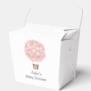 Pink Hot Air Balloon Girl Baby Shower Favour Box