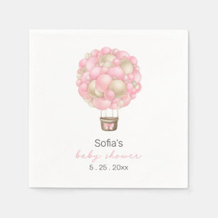 Pink Hot Air Balloon Girl Baby Shower Napkin