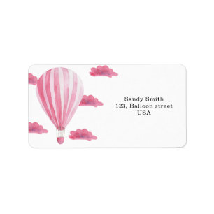 Pink Hot air balloon  Label