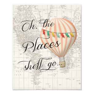 Pink Hot Air Balloon Nursery Decor Art Print