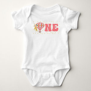 Pink Hot Air Balloon ONE 1st Birthday Baby Bodysuit