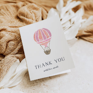 Pink Hot Air Balloon Personalised Thank You Card