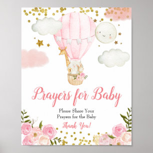 Pink Hot air Balloon Prayers for Baby Shower Sign