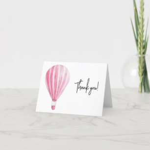 Pink hot air balloon thank you card