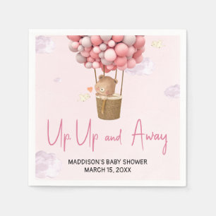Pink Hot Air Balloon Up and Away Baby Shower Napkin
