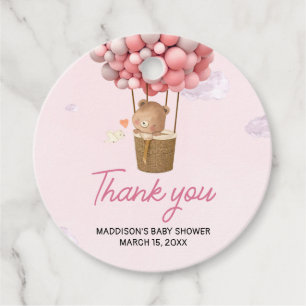 Pink Hot Air Balloon Up and Away Favor Tags