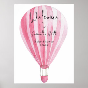 Pink hot air balloon Welcome Poster