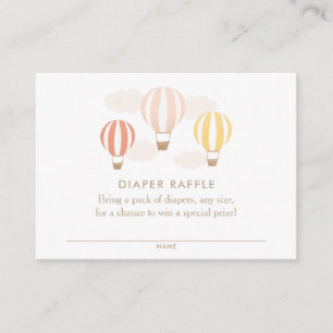Pink Hot Air Balloons Diaper Raffle Ticket Enclosure Card