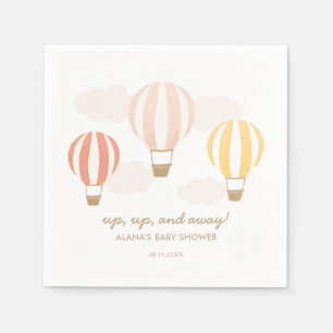Pink Hot Air Balloons Girl Baby Shower Napkin