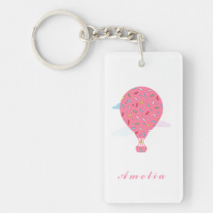 Pink Hot Air Balloons Key Ring