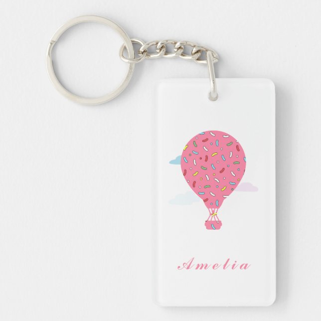 Pink Hot Air Balloons Key Ring (Front)